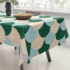 Scale Pattern / Art-deco - Light blue, Green and Cream Tablecloth Gallery Image 3