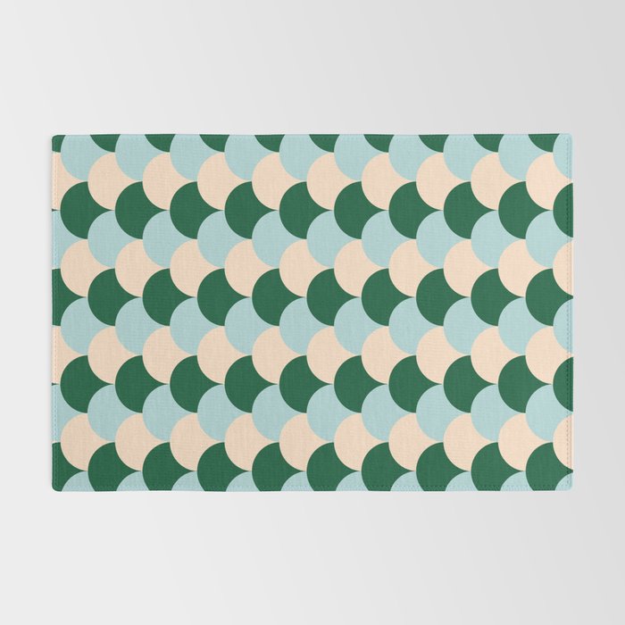 Scale Pattern / Art-deco - Light blue, Green and Cream Rug Gallery Image 2