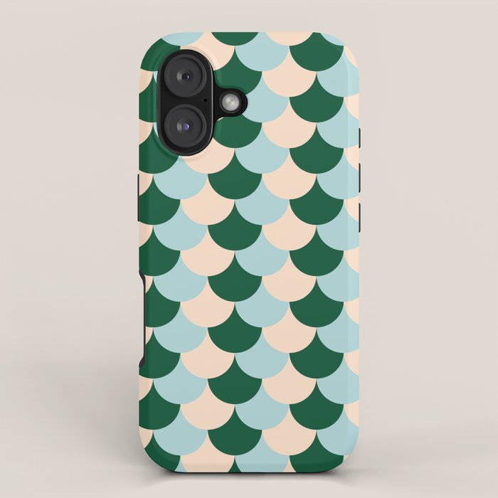 Scale Pattern / Art-deco - Light blue, Green and Cream iPhone Case Gallery Image 1