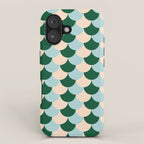 Scale Pattern / Art-deco - Light blue, Green and Cream iPhone Case Gallery Image 1