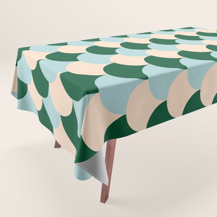 Scale Pattern / Art-deco - Light blue, Green and Cream Tablecloth Gallery Image 1