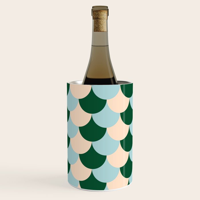Scale Pattern / Art-deco - Light blue, Green and Cream Wine Chiller Gallery Image 1