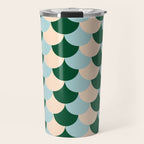 Scale Pattern / Art-deco - Light blue, Green and Cream Travel Mug Gallery Image 1