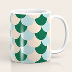 Scale Pattern / Art-deco - Light blue, Green and Cream Coffee Mug Gallery Image 1