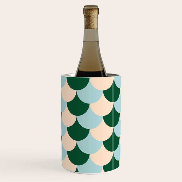 Scale Pattern / Art-deco - Light blue, Green and Cream Wine Chiller Gallery Image 3