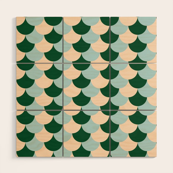 Scale Pattern / Art-deco - Light blue, Green and Cream Wood Wall Art Gallery Image 1