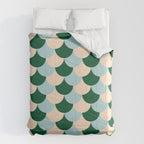 Scale Pattern / Art-deco - Light blue, Green and Cream Comforter Gallery Image 6