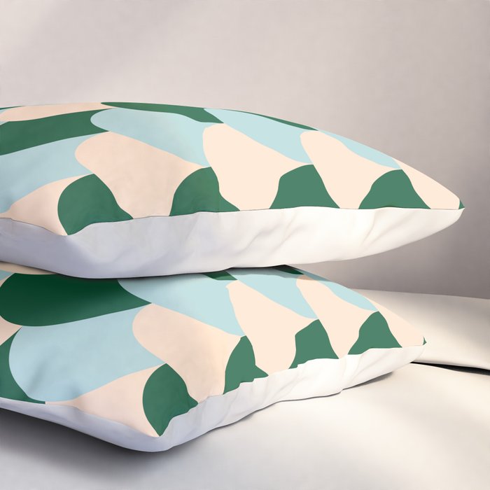 Scale Pattern / Art-deco - Light blue, Green and Cream Pillow Sham Gallery Image 3