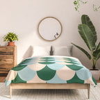 Scale Pattern / Art-deco - Light blue, Green and Cream Comforter Gallery Image 3