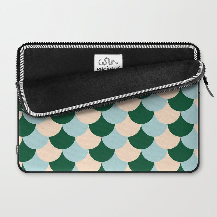 Scale Pattern / Art-deco - Light blue, Green and Cream Laptop Sleeve Gallery Image 2