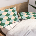 Scale Pattern / Art-deco - Light blue, Green and Cream Pillow Sham Gallery Image 2