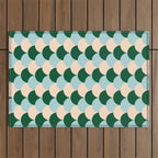 Scale Pattern / Art-deco - Light blue, Green and Cream Outdoor Rug Gallery Image 1