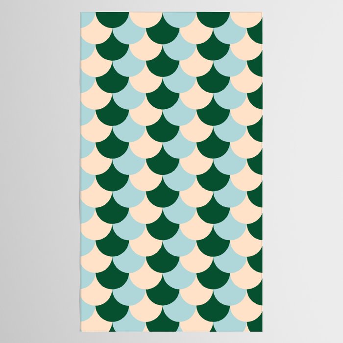 Scale Pattern / Art-deco - Light blue, Green and Cream Tablecloth Gallery Image 2