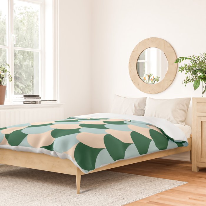 Scale Pattern / Art-deco - Light blue, Green and Cream Duvet Cover Gallery Image 2