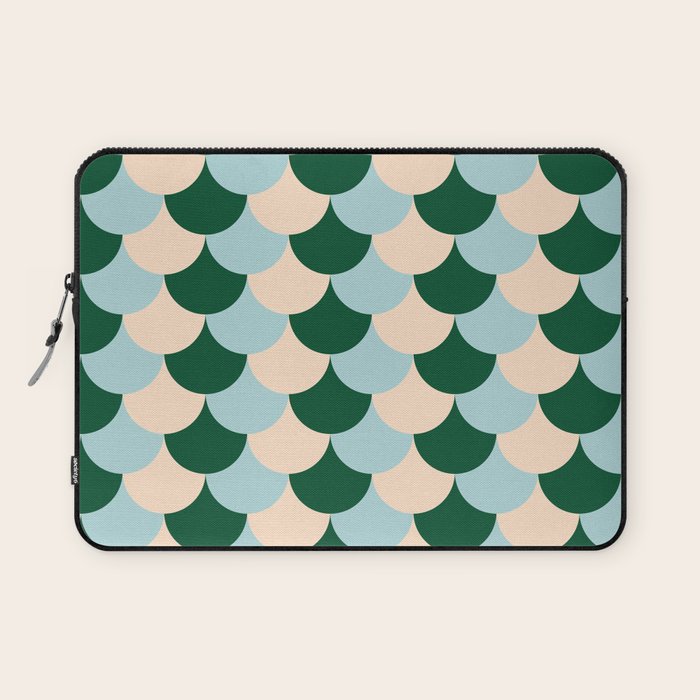 Scale Pattern / Art-deco - Light blue, Green and Cream Laptop Sleeve Gallery Image 1