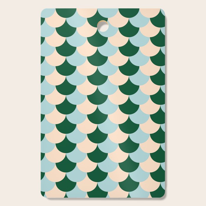 Scale Pattern / Art-deco - Light blue, Green and Cream Cutting Board Gallery Image 1