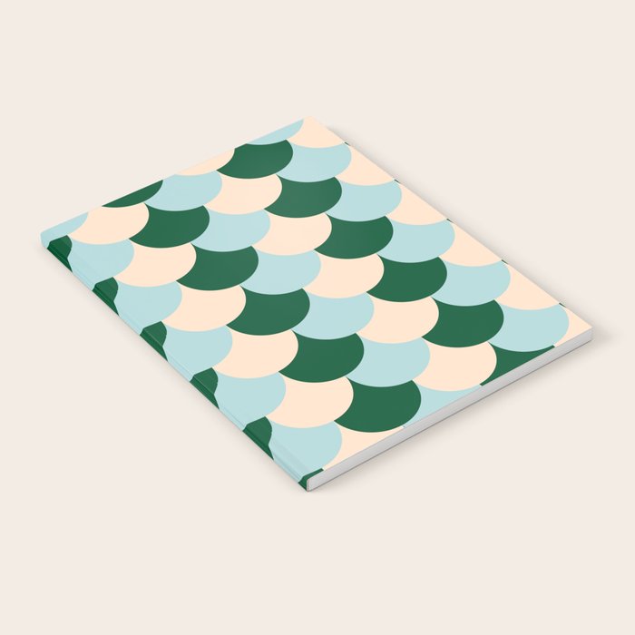 Scale Pattern / Art-deco - Light blue, Green and Cream Notebook Gallery Image 1