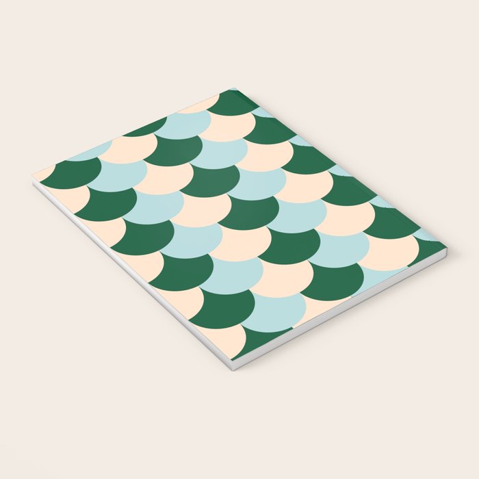 Scale Pattern / Art-deco - Light blue, Green and Cream Notebook Gallery Image 3