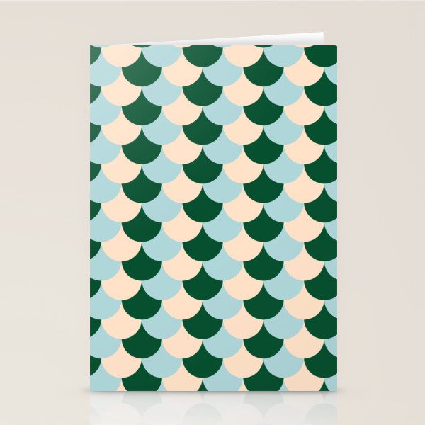 Scale Pattern / Art-deco - Light blue, Green and Cream Stationery Card Gallery Image 1