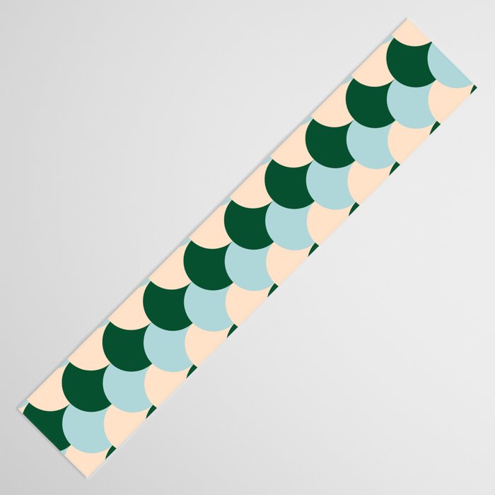 Scale Pattern / Art-deco - Light blue, Green and Cream Table Runner Gallery Image 3