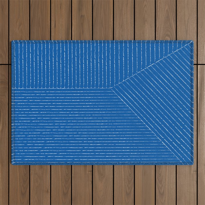 Lines (Sapphire Blue) Outdoor Rug Gallery Image 1