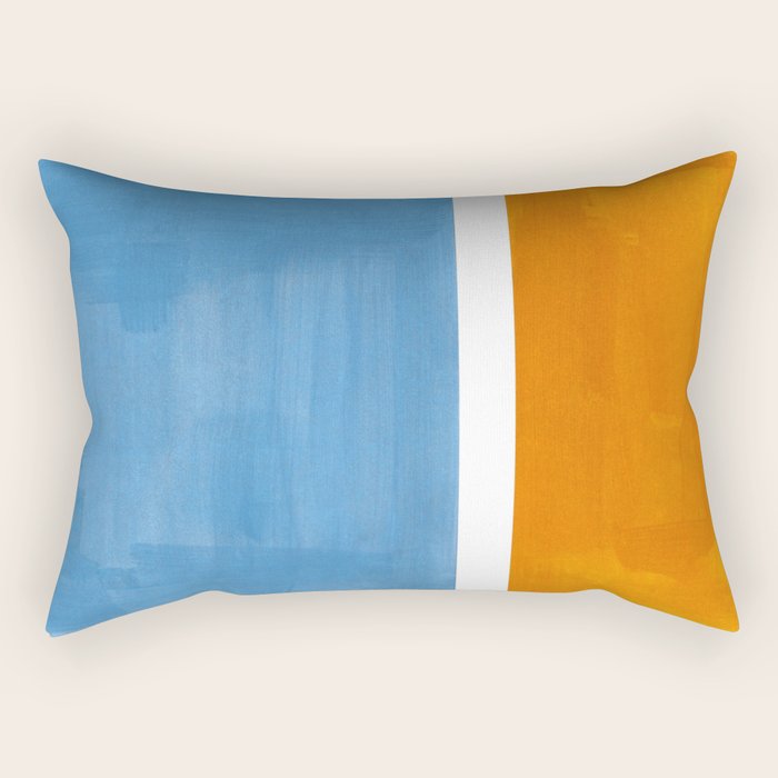 Rothko Minimalist Abstract Mid Century Color Black Square Periwinkle Yellow Ochre Rectangular Pillow Gallery Image 2