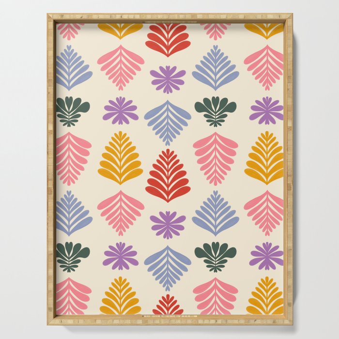 Colorful Folk Leaves Serving Tray Gallery Image 1