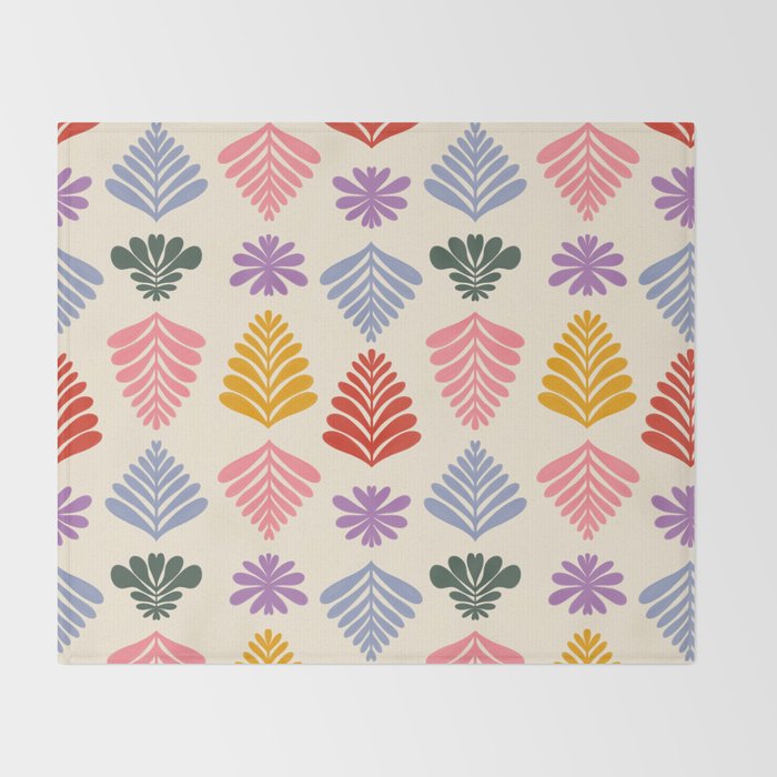 Colorful Folk Leaves Throw Blanket Gallery Image 2
