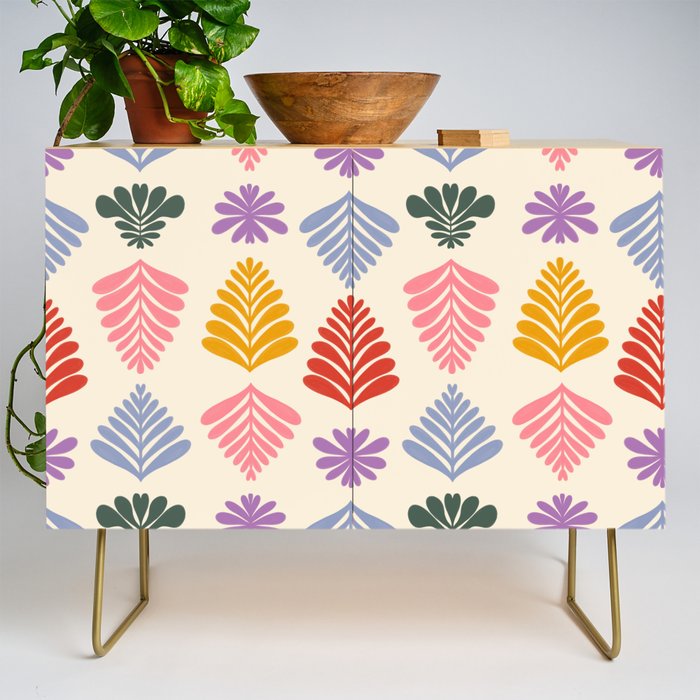 Colorful Folk Leaves Credenza Gallery Image 1