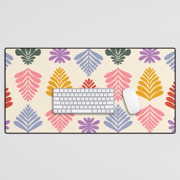 Colorful Folk Leaves Desk Mat Gallery Image 1