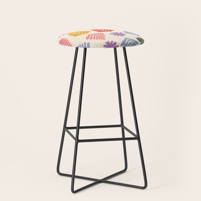 Colorful Folk Leaves Stool Gallery Image 1