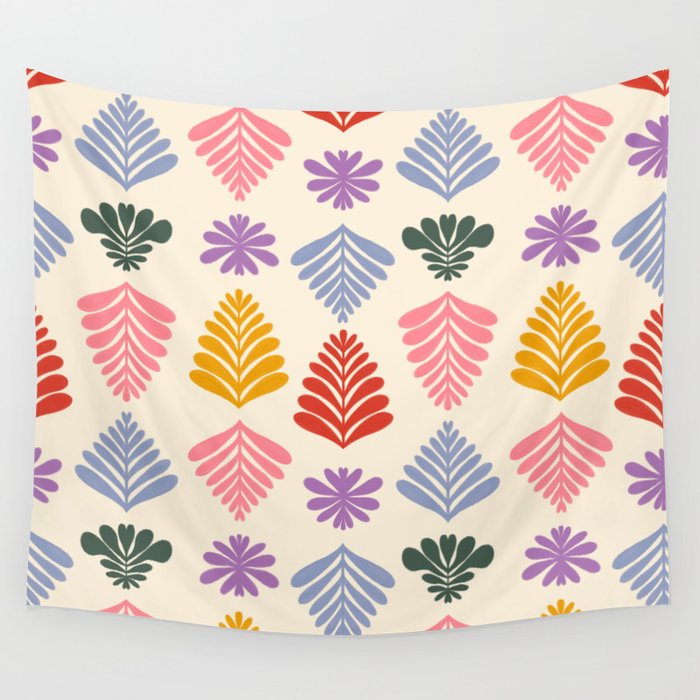 Colorful Folk Leaves Wall Tapestry Gallery Image 1