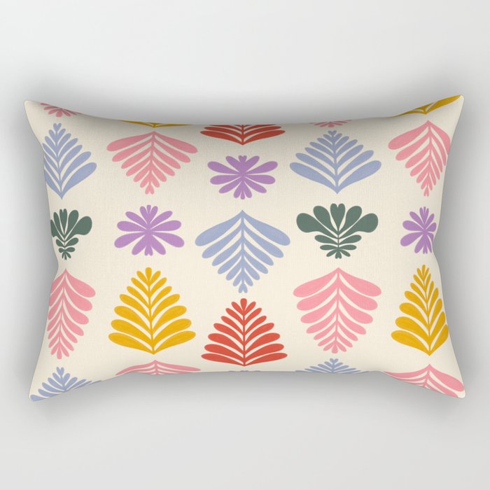 Colorful Folk Leaves Rectangular Pillow Gallery Image 2