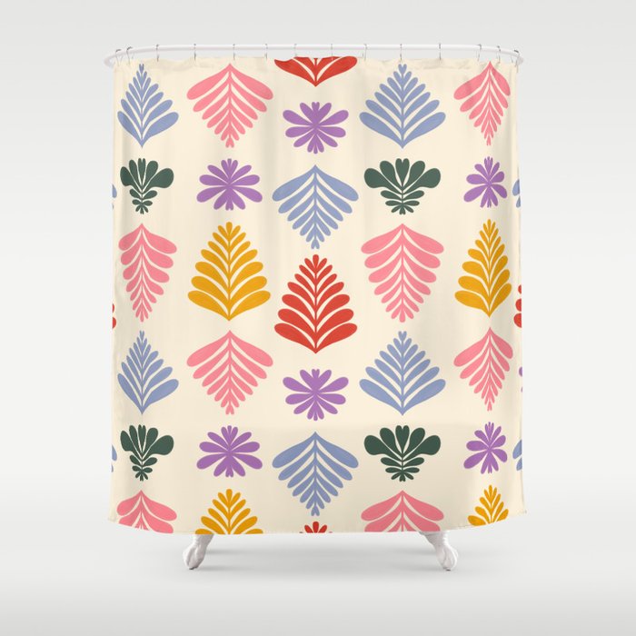 Colorful Folk Leaves Shower Curtain Gallery Image 1