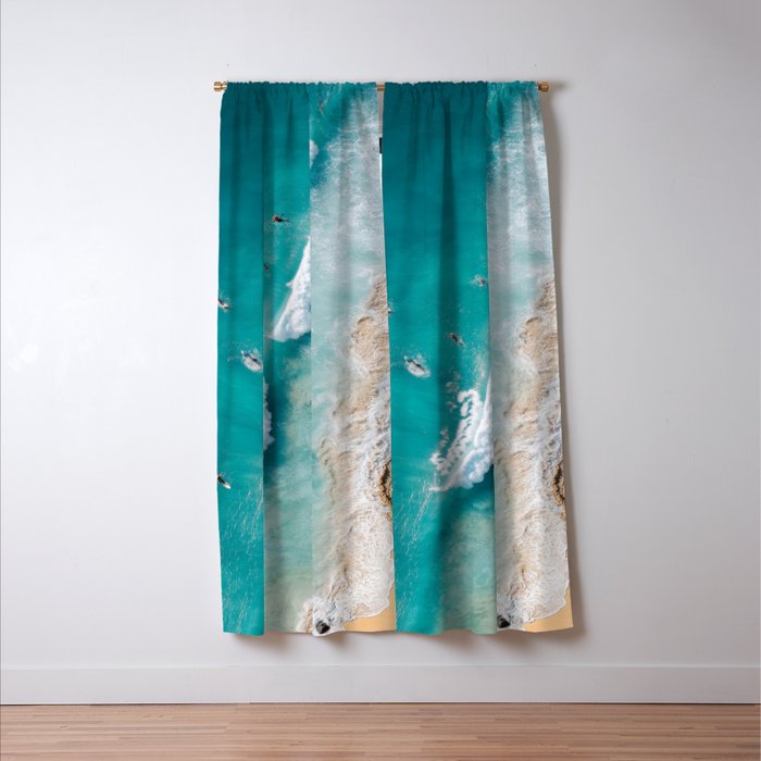 Surfers in Blue Waves Window Curtain Gallery Image 3