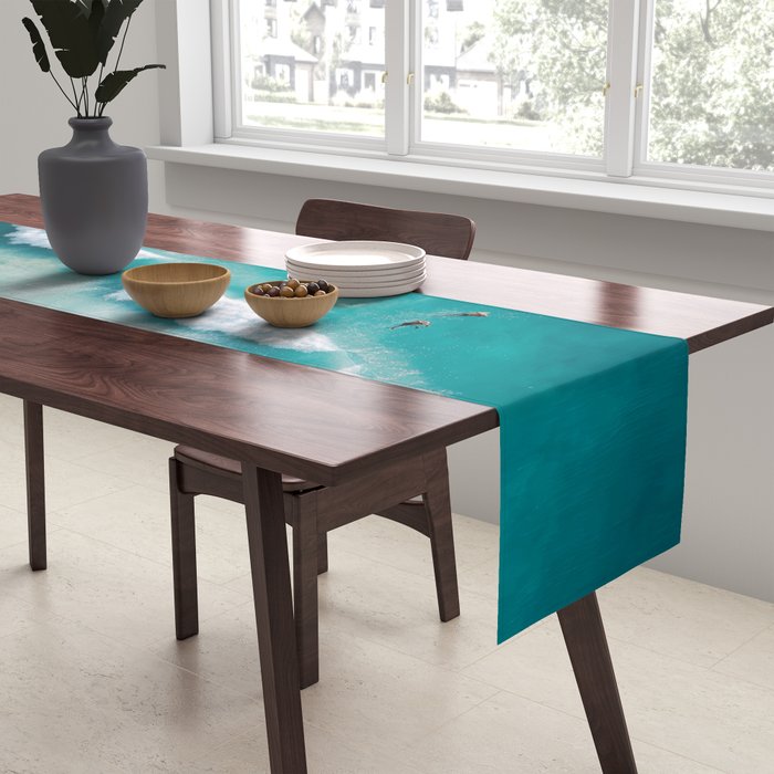 Surfers in Blue Waves Table Runner Gallery Image 2
