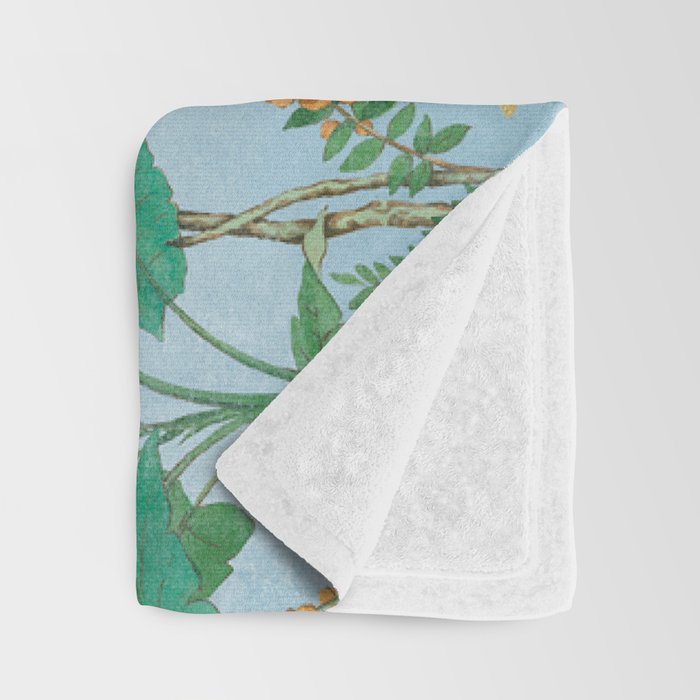 Chinoiserie Pastel Blue Floral Bird Garden II Throw Blanket Gallery Image 3