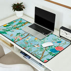 Chinoiserie Pastel Blue Floral Bird Garden II Desk Mat Gallery Image 2