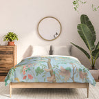 Chinoiserie Pastel Blue Floral Bird Garden II Comforter Gallery Image 3