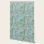 Chinoiserie Pastel Blue Floral Bird Garden II Wallpaper Gallery Image 2