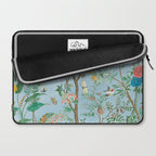 Chinoiserie Pastel Blue Floral Bird Garden II Laptop Sleeve Gallery Image 2
