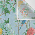 Chinoiserie Pastel Blue Floral Bird Garden II Wall Tapestry Gallery Image 3