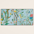 Chinoiserie Pastel Blue Floral Bird Garden II Desk Mat Gallery Image 3