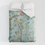 Chinoiserie Pastel Blue Floral Bird Garden II Duvet Cover Gallery Image 6