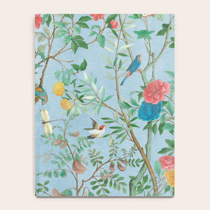 Chinoiserie Pastel Blue Floral Bird Garden II Notebook Gallery Image 4