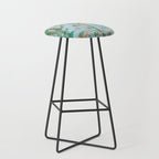 Chinoiserie Pastel Blue Floral Bird Garden II Stool Gallery Image 1