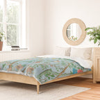 Chinoiserie Pastel Blue Floral Bird Garden II Duvet Cover Gallery Image 2