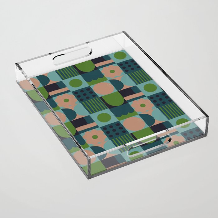 Green and blue tiles Acrylic Tray Gallery Image 1