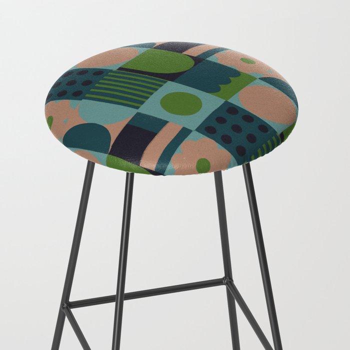 Green and blue tiles Stool Gallery Image 2