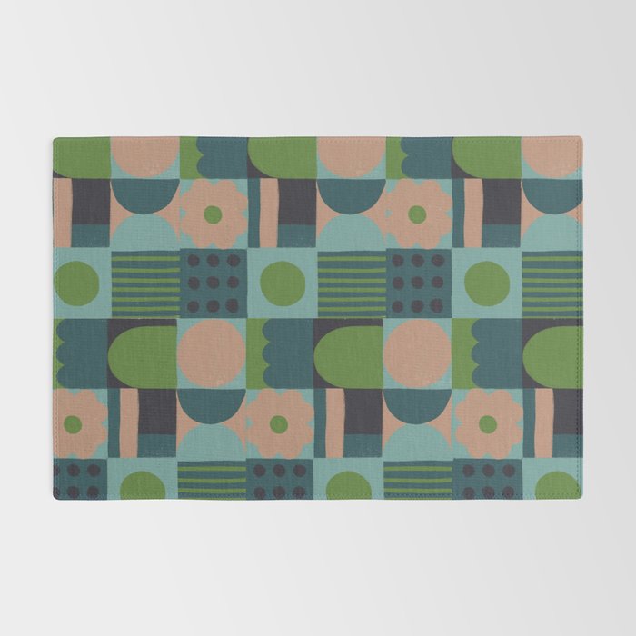 Green and blue tiles Rug Gallery Image 2